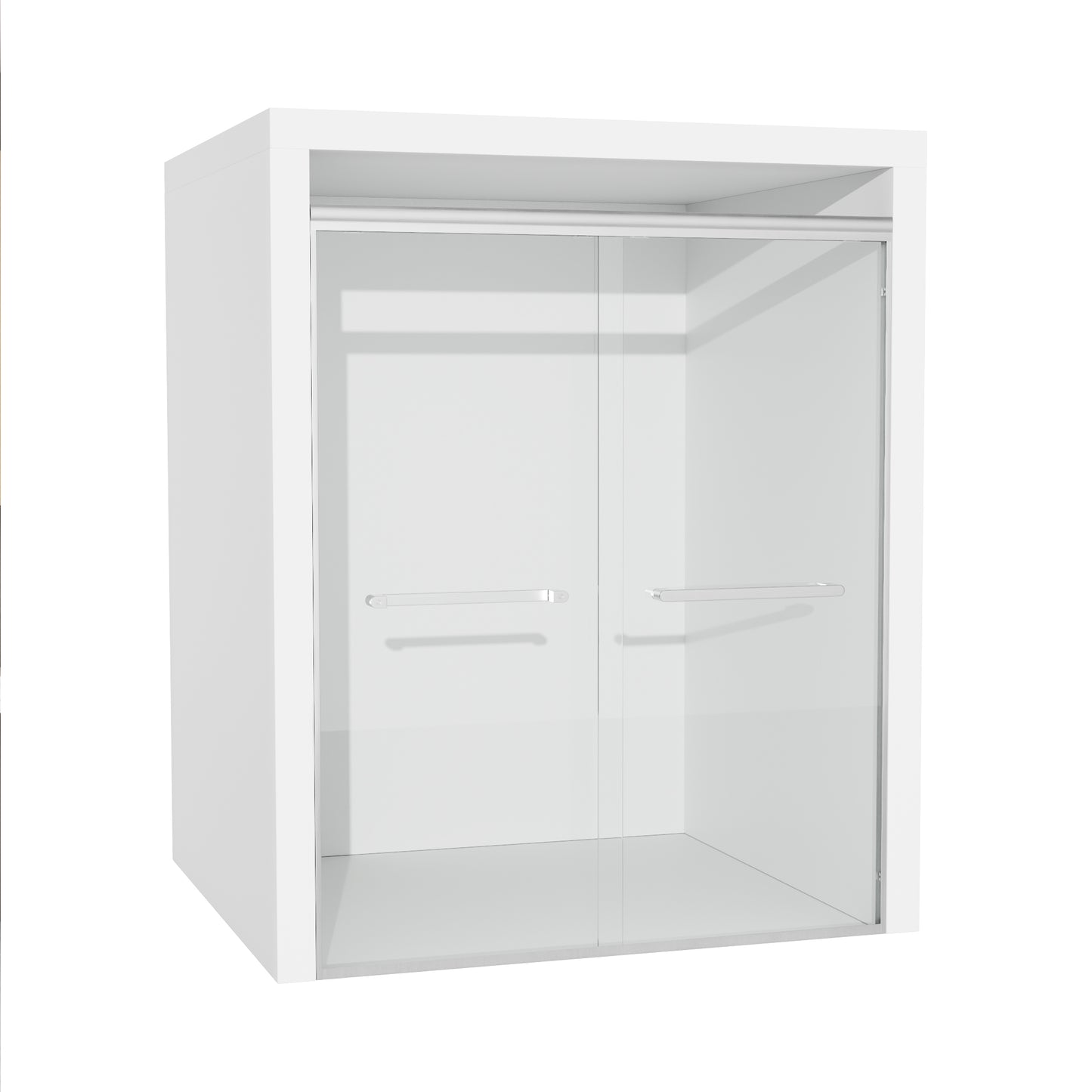 ALAULM Shower Door 44-48" W x 72" H Semi-Frameless Bypasss Bathroom Glass Shower Double Sliding Doors,1/4" (6mm) Clear SGCC Tempered Glass with Explosion-Proof Film, Black