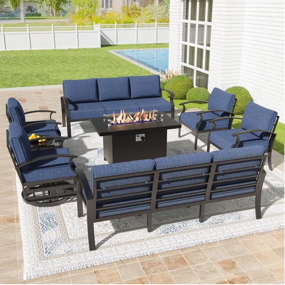 Gotland 8 Aluminum Prone to Fading Outdoor Conversation Sets with Chairs and Table