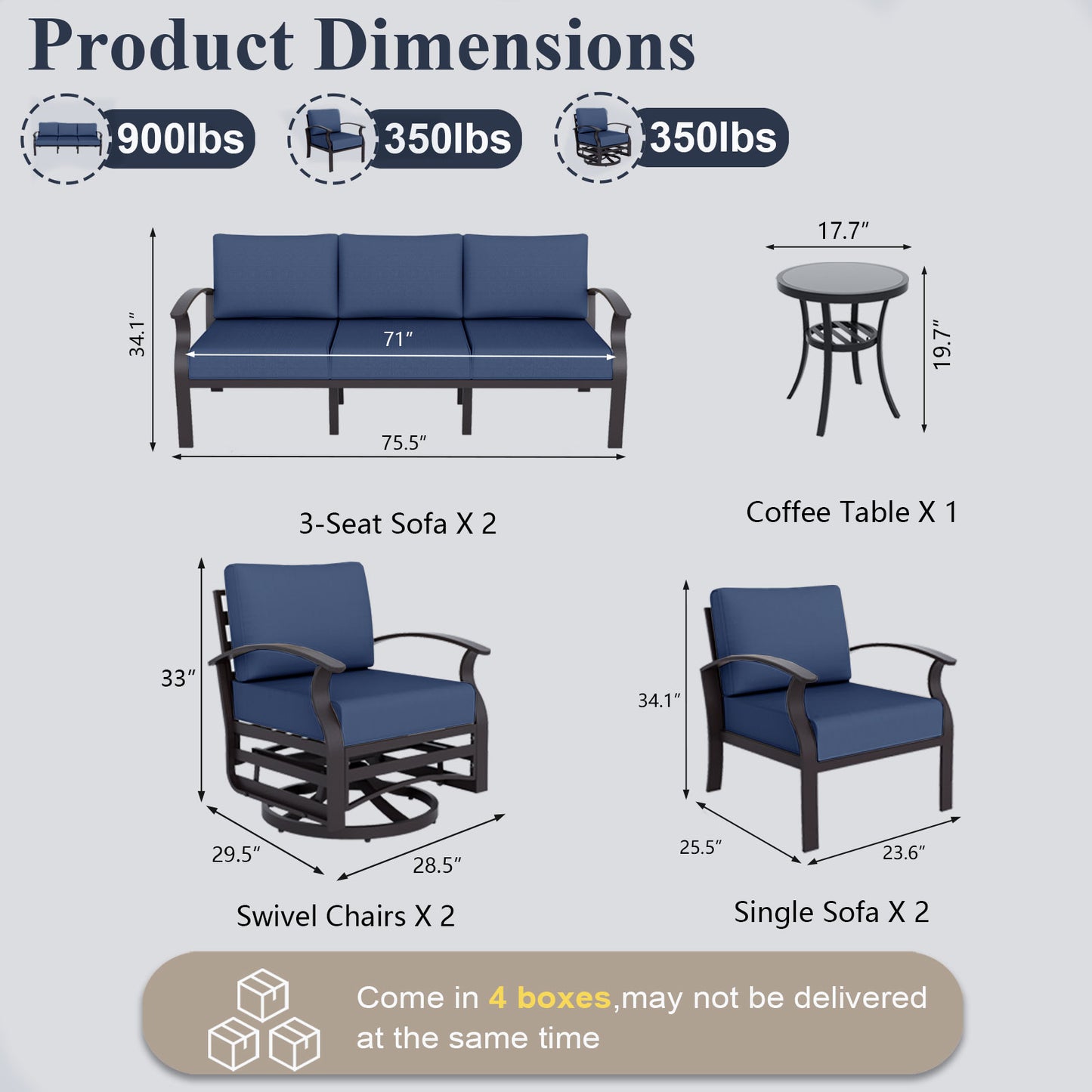ALAULM 10-Seat Aluminum Patio Furniture Set, Outdoor Patio Conversation Set with 2 Swivel Glider Chairs and 5.1" Cushions for Patio Backyard Poolside