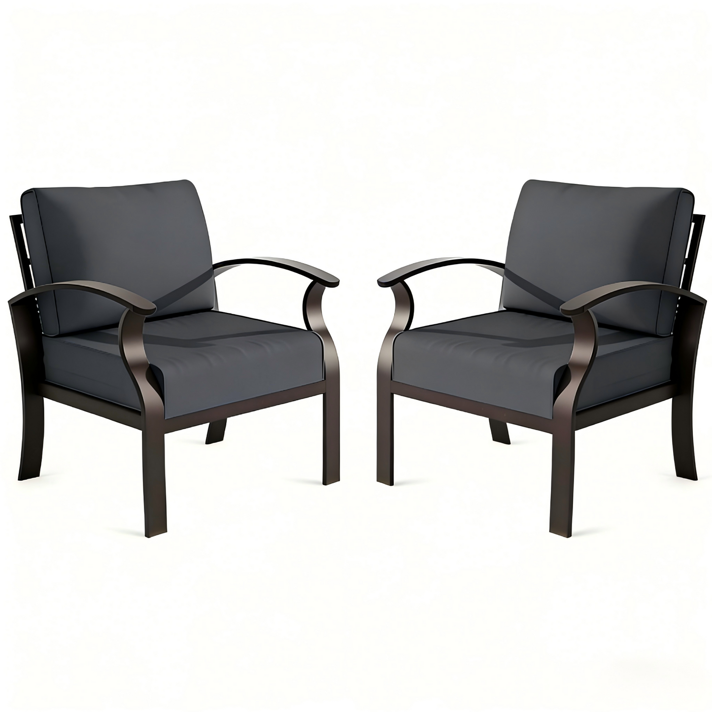 ALAULM Aluminum 2-Seat Patio Furniture Set, Outdoor Patio Conversation Set with 5.1" Cushions for Patio Backyard Poolside