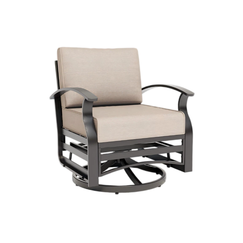 ALAULM Aluminum Outdoor Single Swivel Chair Set with 5.1" High-Resilience Seat Cushions, Removable Cushions for Backyard, Lawn, Porch