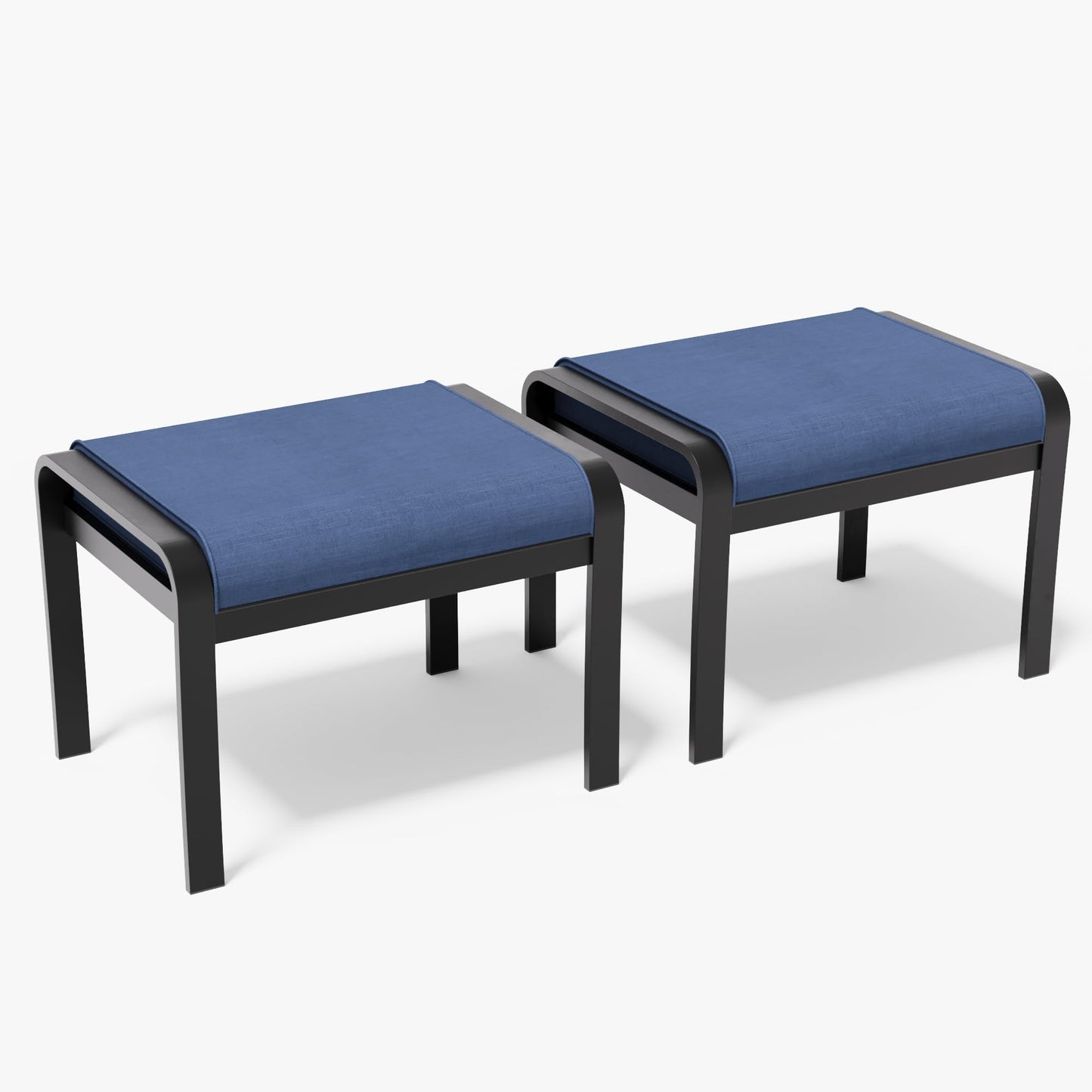 ALAULM 2PCS Aluminum Outdoor Ottomans with Removable Cushion, Oversized Outdoor Footstools, Additional Seating, Multipurpose Outdoor Footrests for Balcony, Garden, Sand