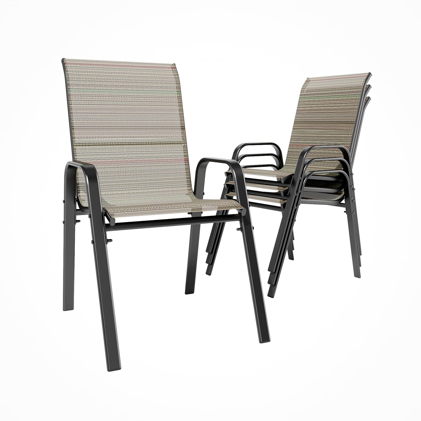ALAULM Stackable Patio Chairs Set of 4, Outdoor Furniture Chairs with All Weather Breathable Textilene & Metal Frame, Outdoor Furniture Set for Lawn Garden Backyard