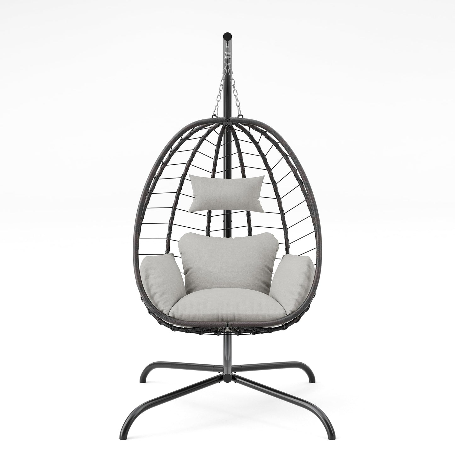 Gotland Outdoor Hanging Egg Chair with Stand,Patio Wicker Swing Egg Chair Hammock Chair with UV Resistant Cushion,All-Weather 485lbs Capacity for Bedroom,Balcony,Garden,Beige