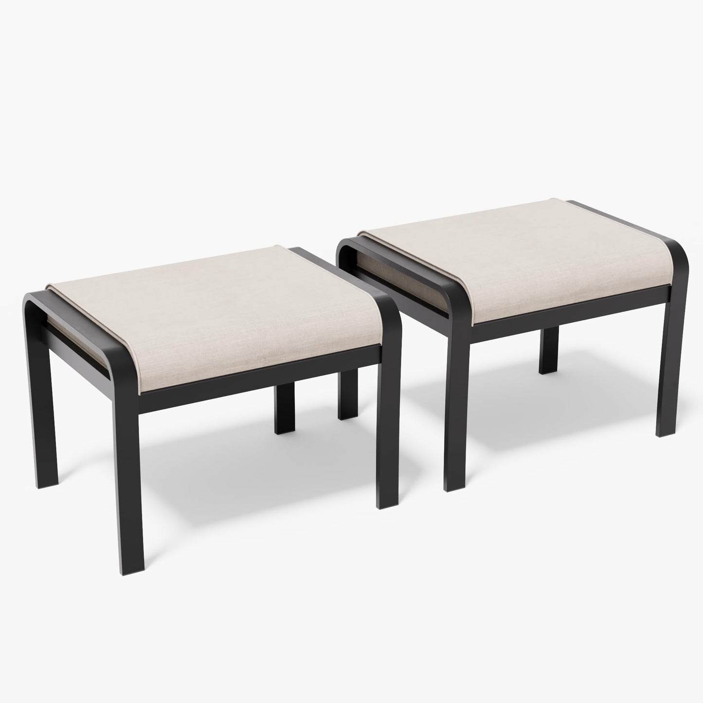 ALAULM 2PCS Aluminum Outdoor Ottomans with Removable Cushion, Oversized Outdoor Footstools, Additional Seating, Multipurpose Outdoor Footrests for Balcony, Garden, Sand