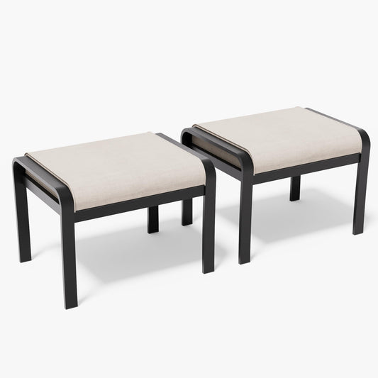 ALAULM 2PCS Aluminum Outdoor Ottomans with Removable Cushion, Oversized Outdoor Footstools, Additional Seating, Multipurpose Outdoor Footrests for Balcony, Garden, Sand