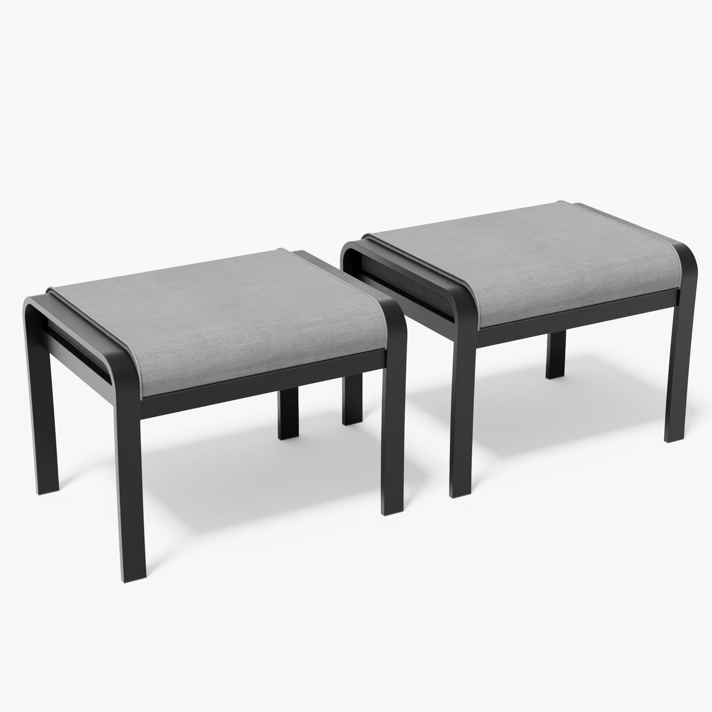 ALAULM 2PCS Aluminum Outdoor Ottomans with Removable Cushion, Oversized Outdoor Footstools, Additional Seating, Multipurpose Outdoor Footrests for Balcony, Garden, Sand