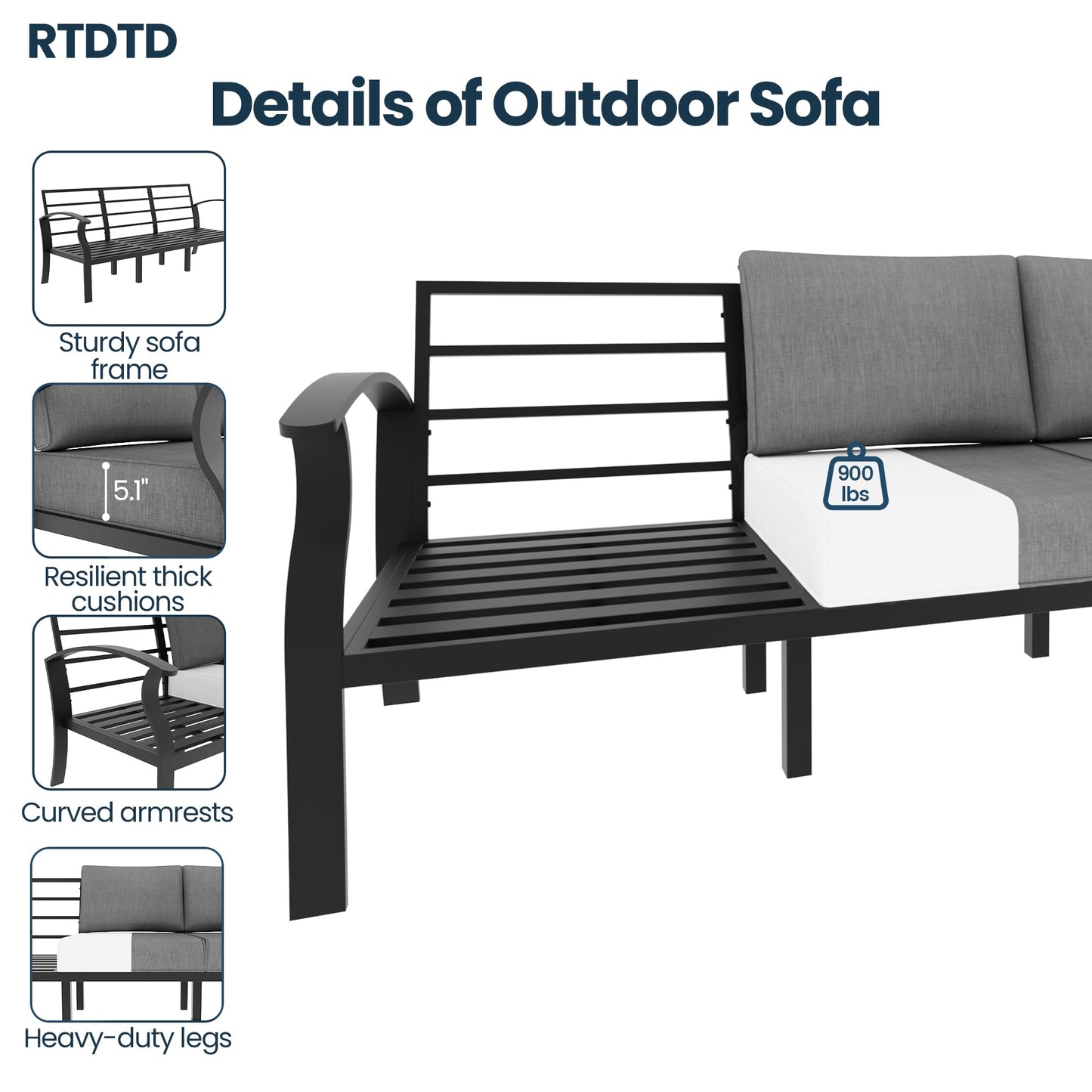 Gotland 7-Piece Aluminum Patio Furniture with Coffee Table