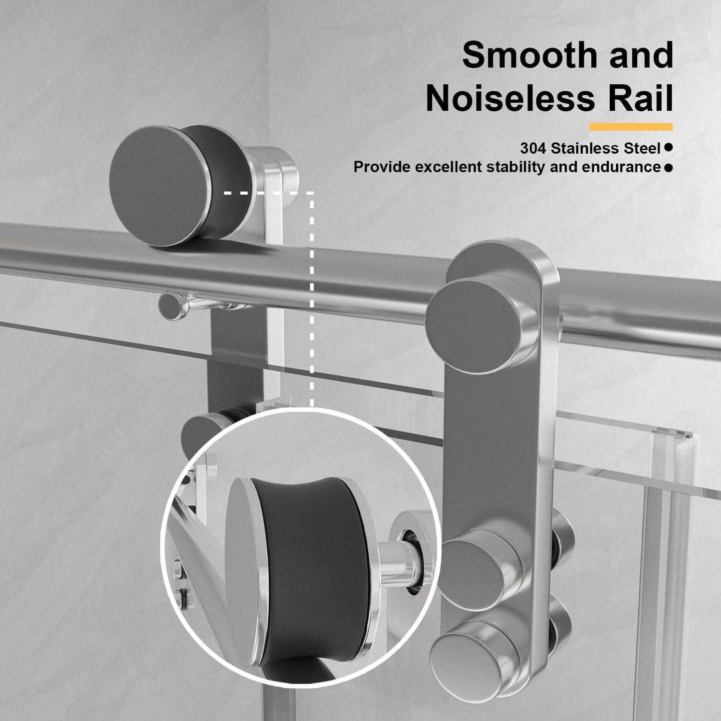 Gotland 56-60" W x 75" H Frameless Shower Door, Sliding Shower Door with 5/16" (8mm) Clear SGCC Tempered Glass Stainless Steel Hardware Waterproof Seal Explosion-Proof Film, Glass Shower Door
