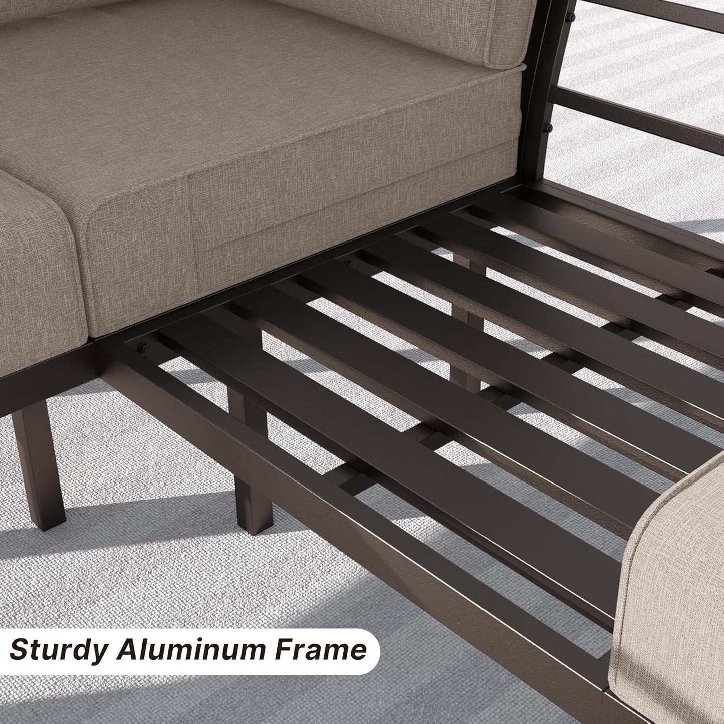 Gotland 5 Piece Aluminum Patio Furniture Set,Modern Metal Outdoor Patio Furniture w/5.1'' Thick Cushion and Rectangular Coffee Table,Patio Conversation Sets for Porch,Deck