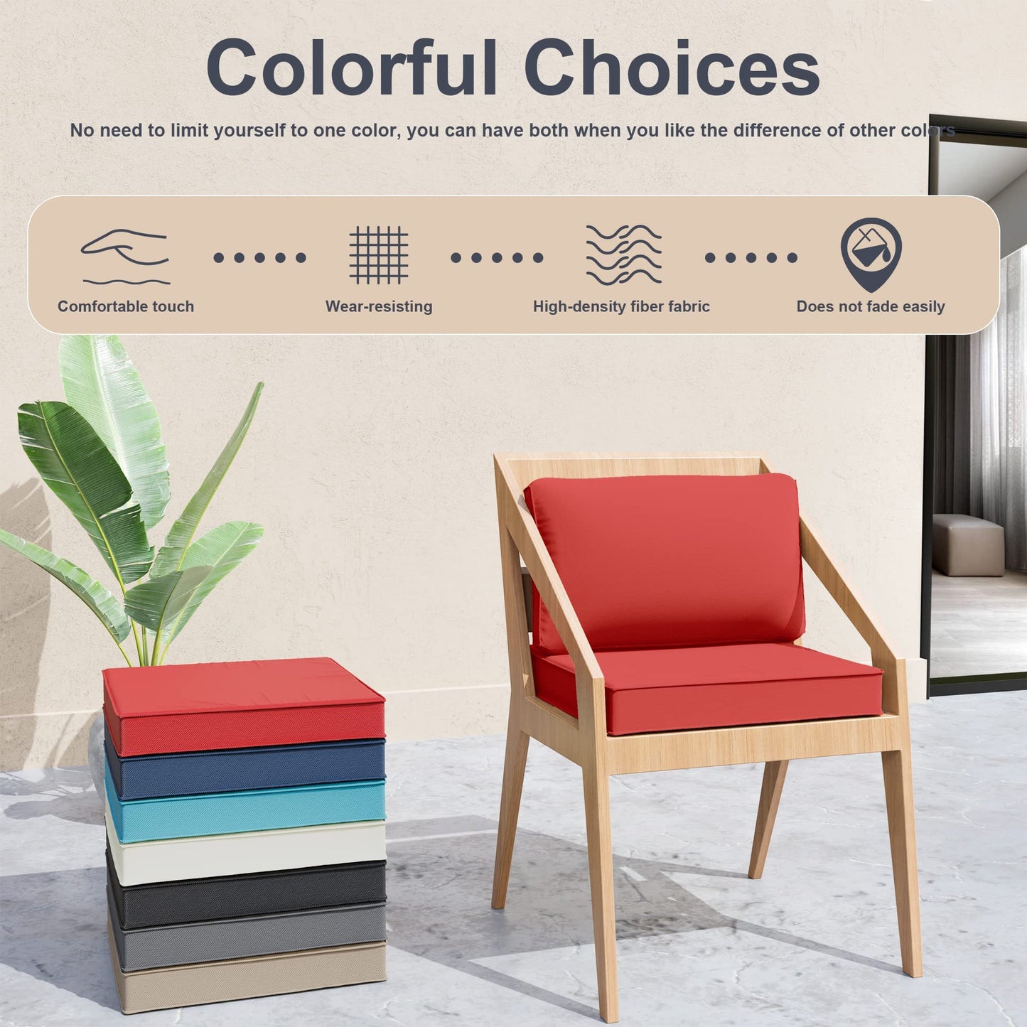 Outdoor Patio Cushion Cover,Washable Furniture Cover,Smooth and Thick Zipper Cover, Polyester Fabric Cover, Suitable for Replacement Sofa Seat,Sand (Slipcover Only)