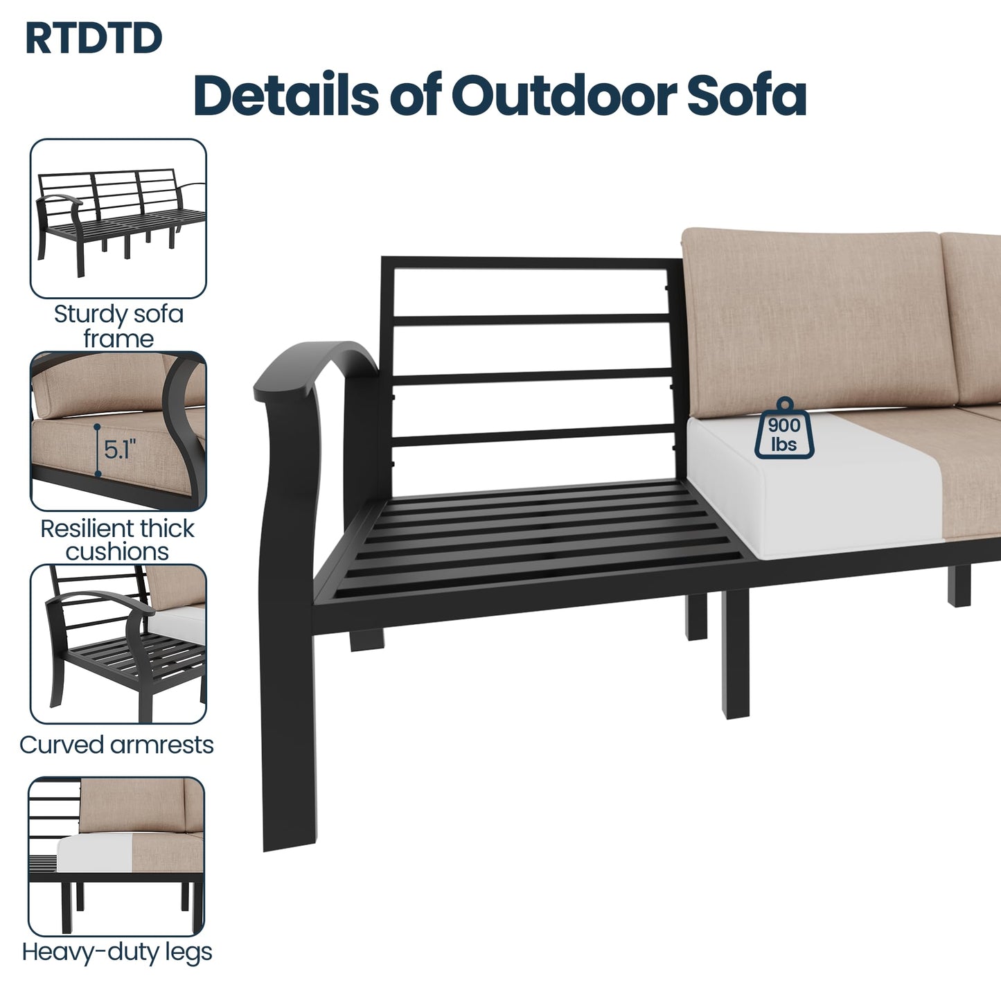 Gotland 7-Piece Aluminum Patio Furniture with Coffee Table