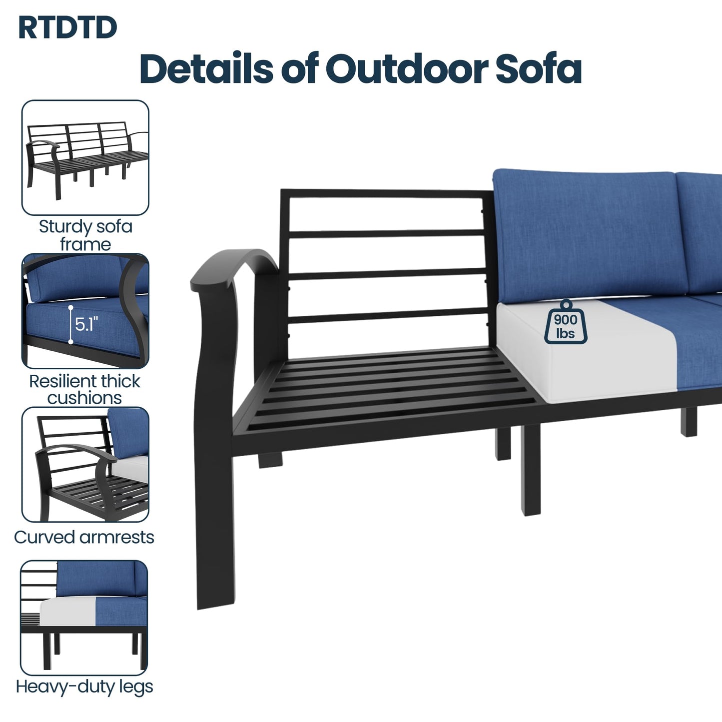 Gotland 7-Piece Aluminum Patio Furniture with Coffee Table