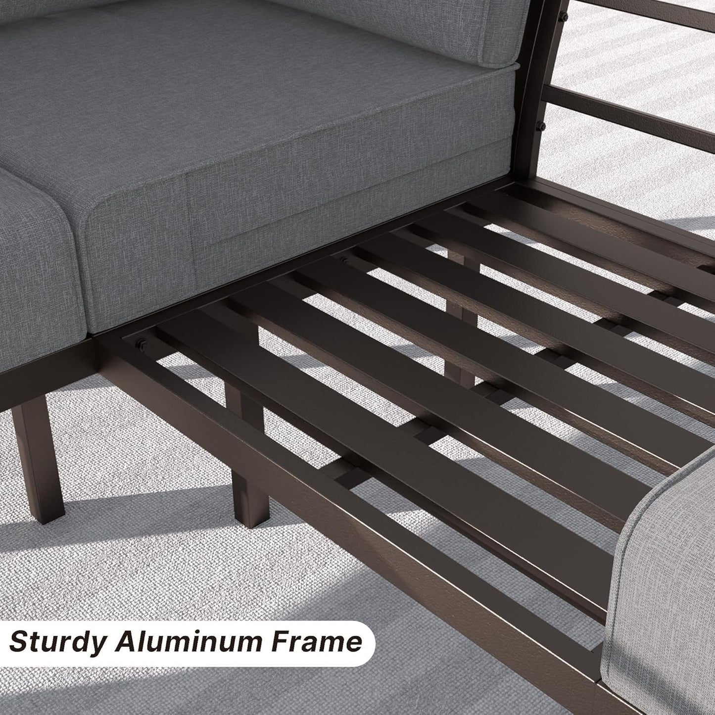 Gotland 5 Piece Aluminum Patio Furniture Set,Modern Metal Outdoor Patio Furniture w/5.1'' Thick Cushion and Rectangular Coffee Table,Patio Conversation Sets for Porch,Deck