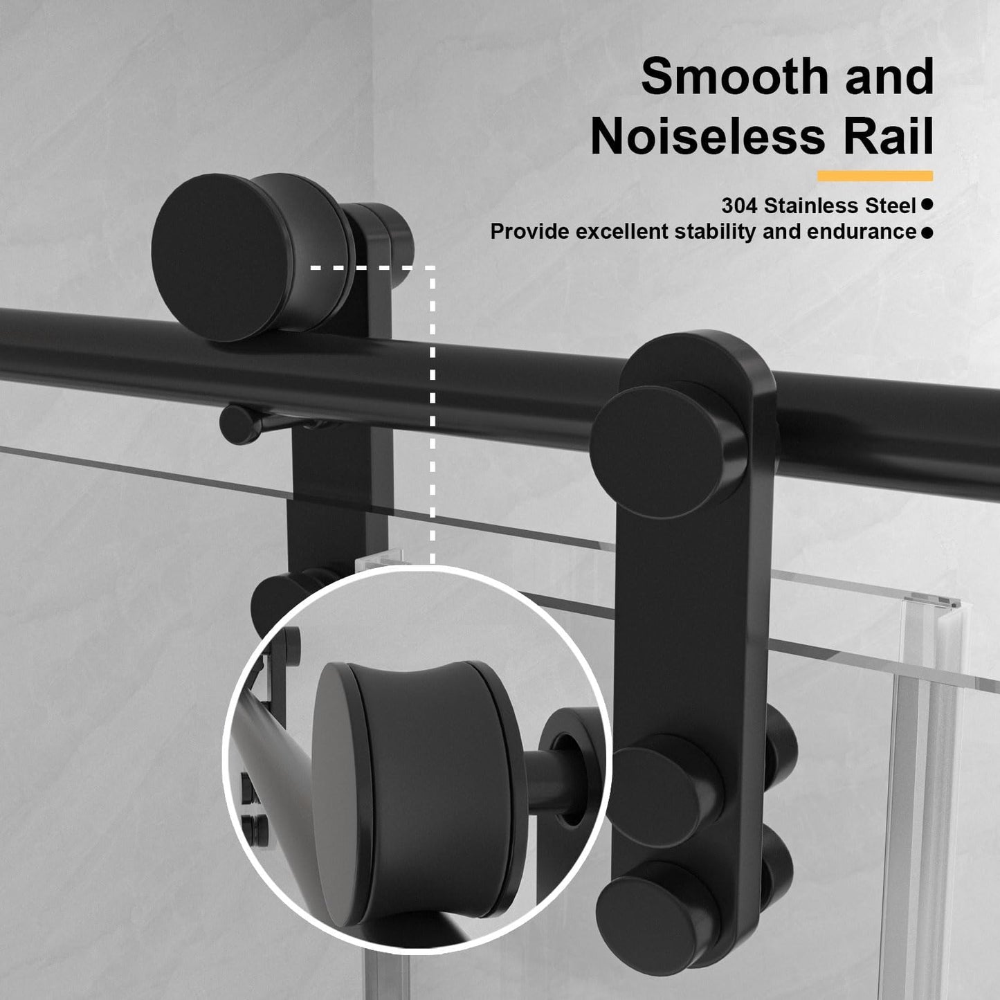 Gotland 56-60" W x 75" H Frameless Shower Door, Sliding Shower Door with 5/16" (8mm) Clear SGCC Tempered Glass Stainless Steel Hardware Waterproof Seal Explosion-Proof Film, Glass Shower Door