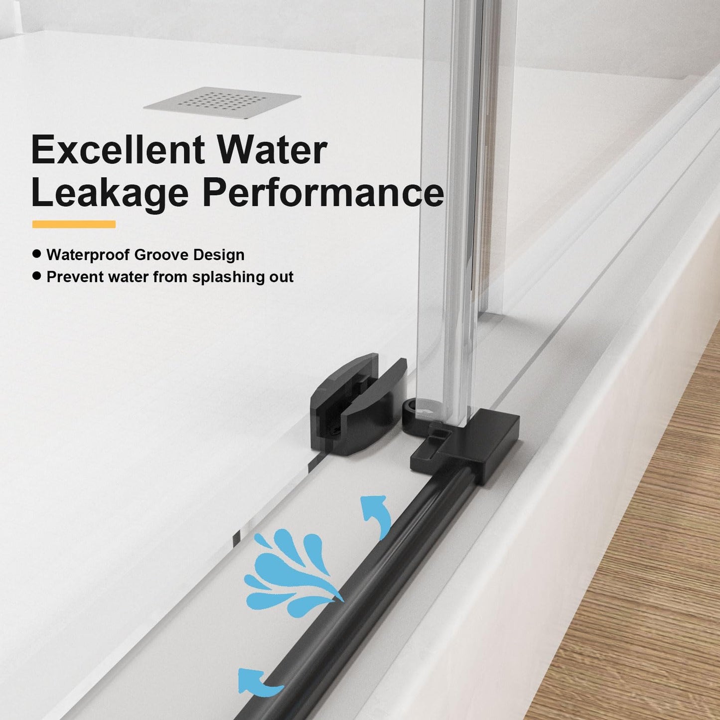 Gotland 56-60" W x 75" H Frameless Shower Door, Sliding Shower Door with 5/16" (8mm) Clear SGCC Tempered Glass Stainless Steel Hardware Waterproof Seal Explosion-Proof Film, Glass Shower Door
