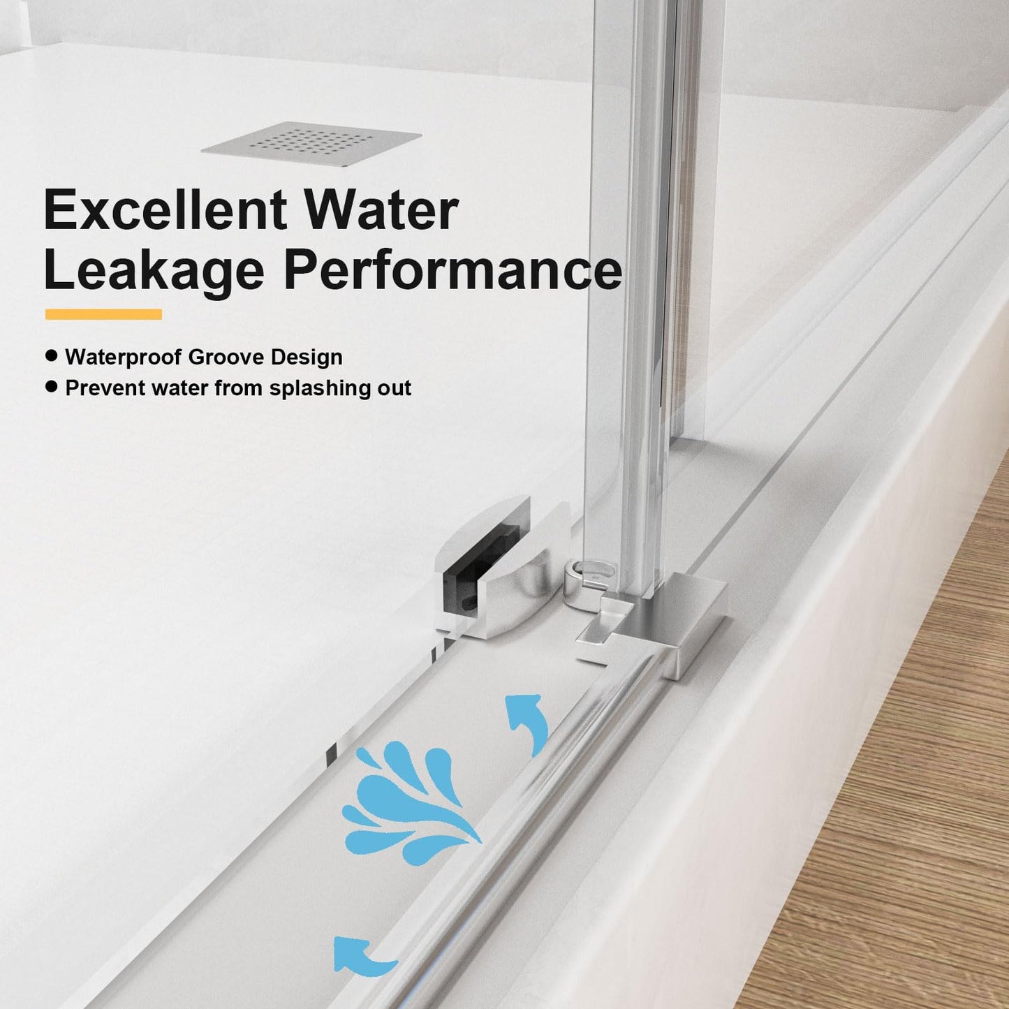 Gotland 56-60" W x 75" H Frameless Shower Door, Sliding Shower Door with 5/16" (8mm) Clear SGCC Tempered Glass Stainless Steel Hardware Waterproof Seal Explosion-Proof Film, Glass Shower Door