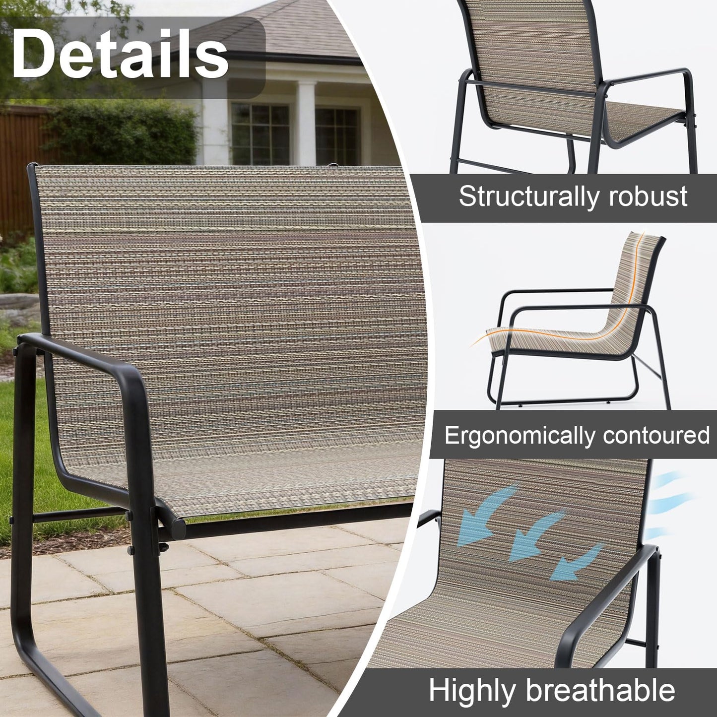 ALAULM 4 Pieces Outdoor Furniture Set All Weather Textile Fabric Patio Conversation Set w/Coffee Table, Loveseat, 2 Single Chairs for Patio, Yard, Garden, Lawn(Brown)
