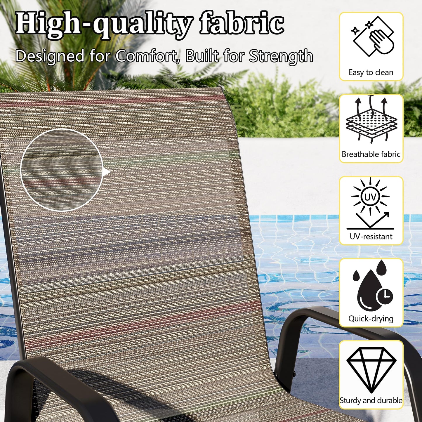 ALAULM Stackable Patio Chairs Set of 4, Outdoor Furniture Chairs with All Weather Breathable Textilene & Metal Frame, Outdoor Furniture Set for Lawn Garden Backyard
