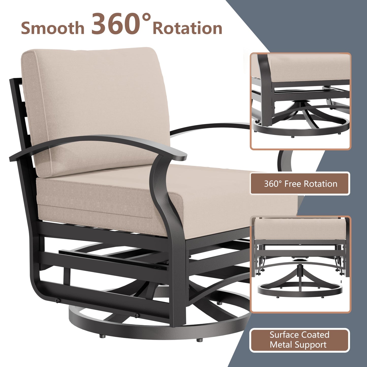 Gotland 7-Piece Aluminum Patio Furniture with Coffee Table