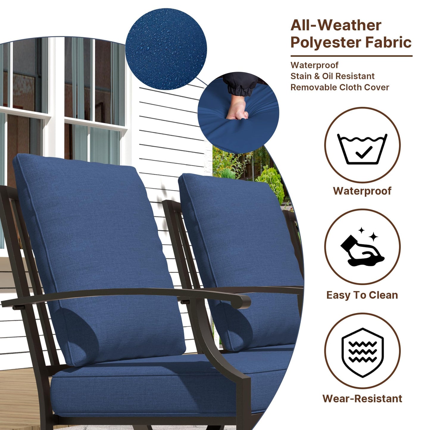 Gotland 7 Piece Outdoor Dining Set, Metal Outdoor Table and Chairs with X-Shaped Legs 1.5" Umbrella Hole, Patio Furniture Set with Waterproof Cushions, Patio Dining Sets for Backyard Deck ,Sand 5 out of 5 stars