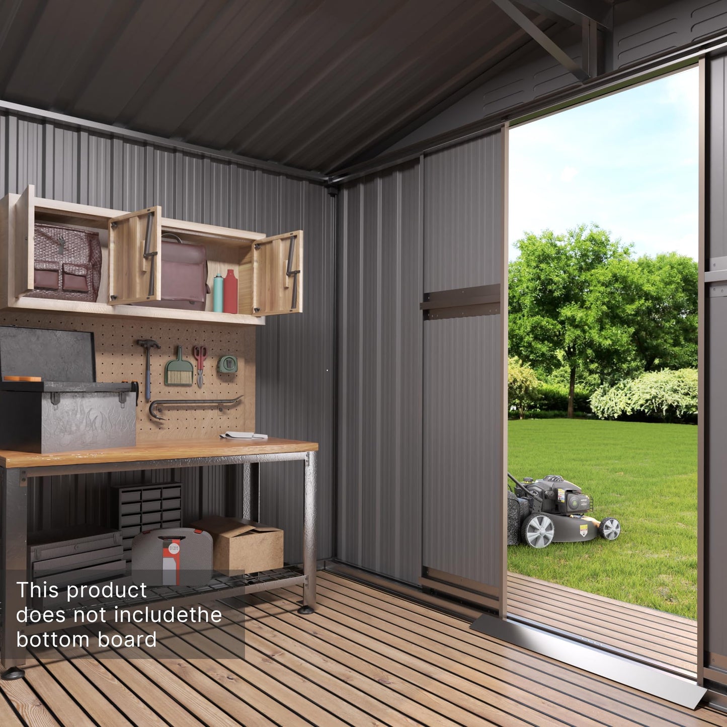 Gotland 8 x 6 FT Metal Tool Storage Shed - Waterproof Outdoor Shed with Lockable Sliding Door & Air Vents for Garden/Backyard