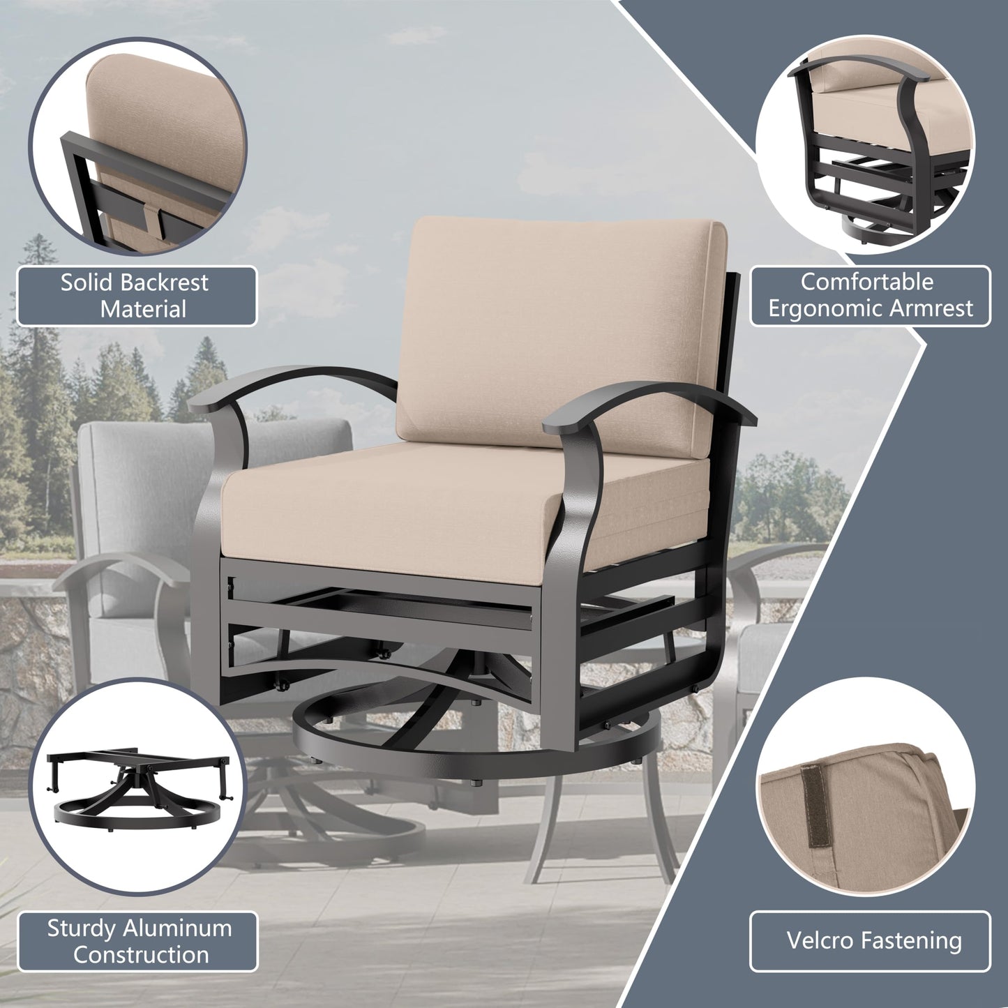 Gotland 7-Piece Aluminum Patio Furniture with Coffee Table