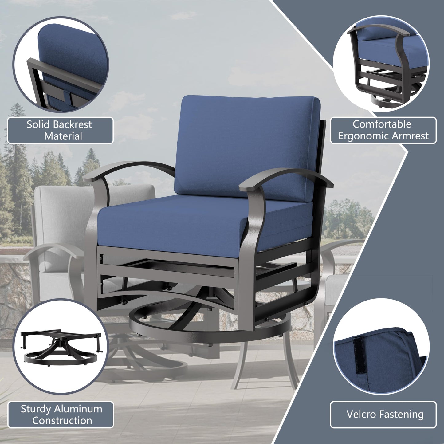 Gotland 7-Piece Aluminum Patio Furniture with Coffee Table