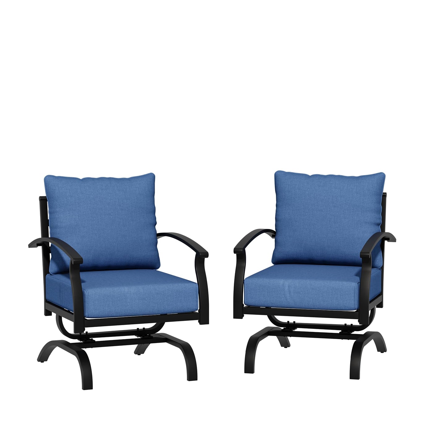 Gotland 2 Pieces Patio Furniture Set, Outdoor Metal Rocking Chair, Patio Bistro Set Rocker with Thickened Cushions for Porch Garden Deck