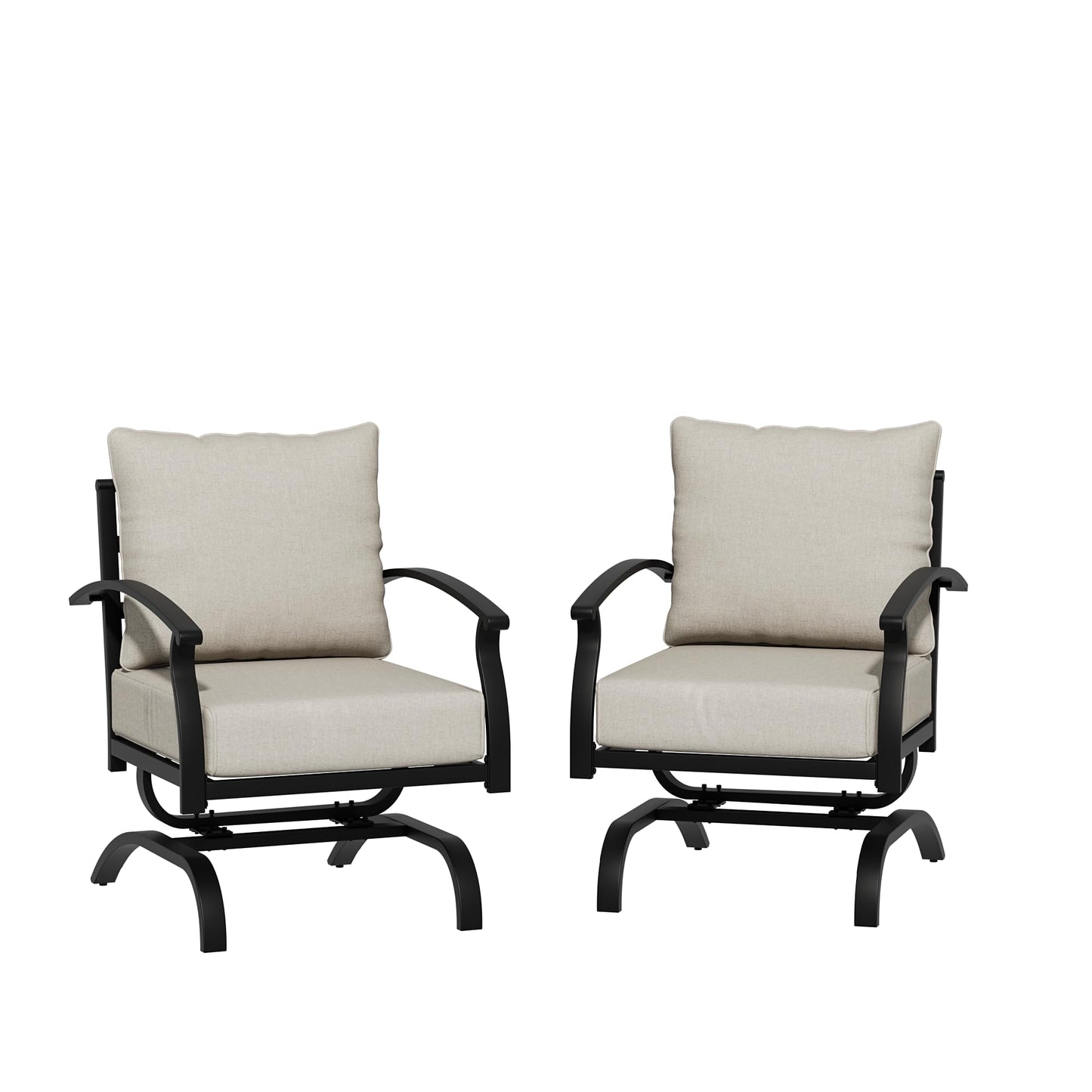 Gotland 2 Pieces Patio Furniture Set, Outdoor Metal Rocking Chair, Patio Bistro Set Rocker with Thickened Cushions for Porch Garden Deck