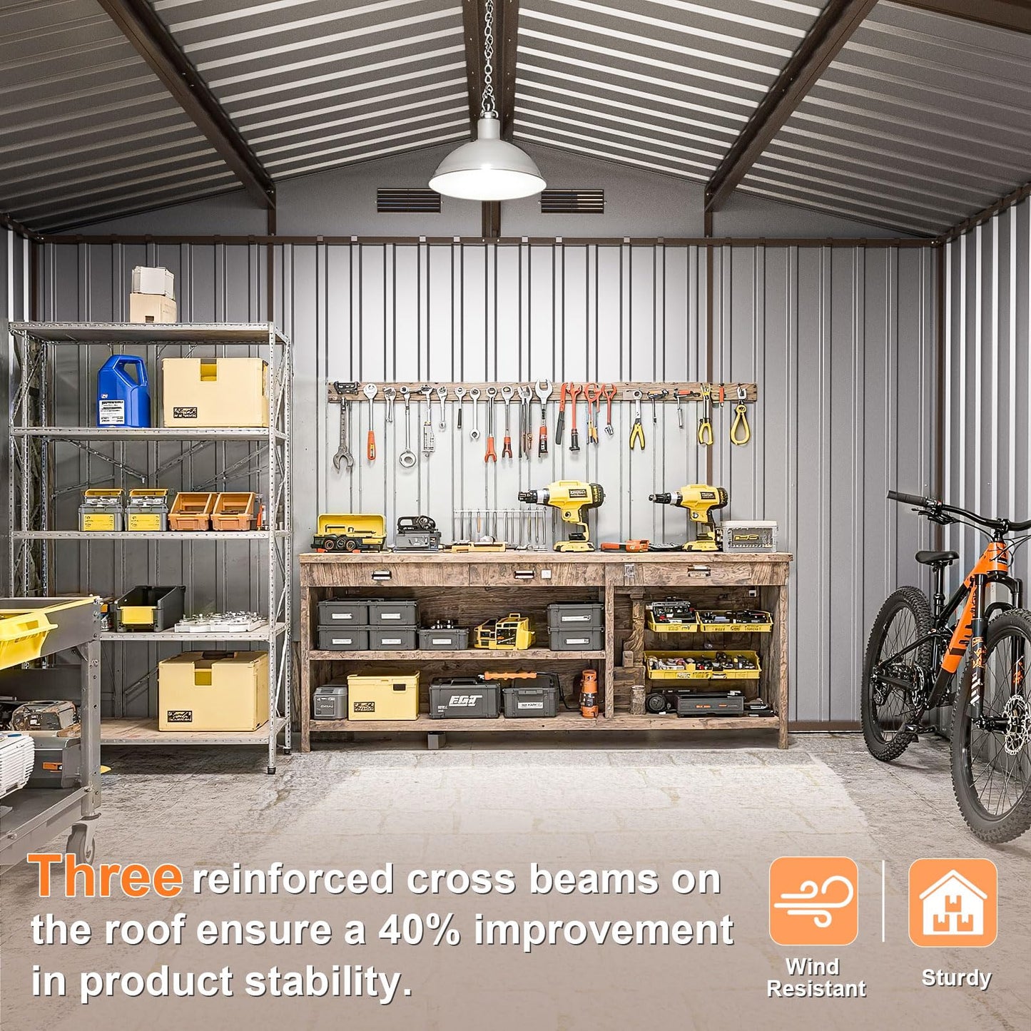 Gotland 10 x 8 FT Metal Tool Storage Shed - Waterproof Outdoor Shed with Lockable Sliding Door & Air Vents for Garden/Backyard