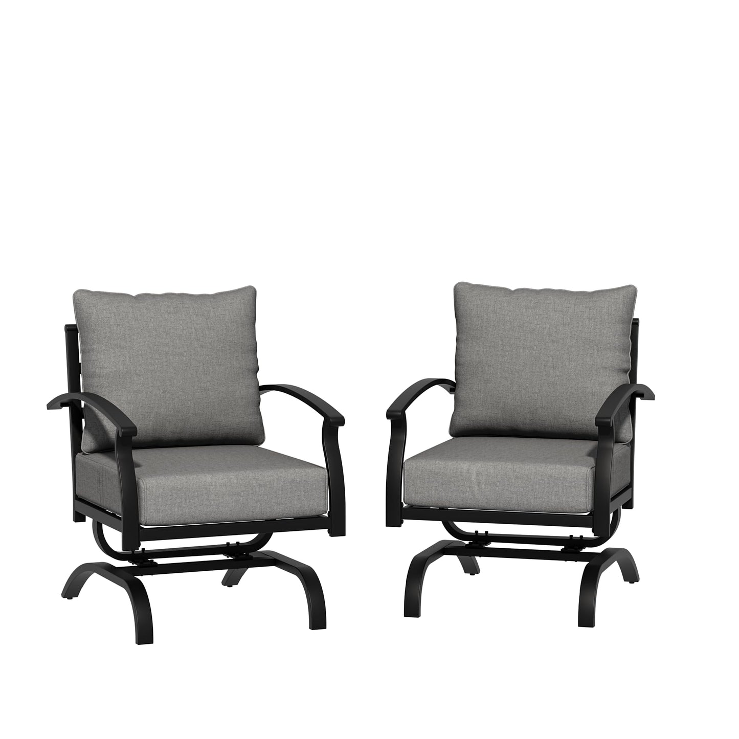 Gotland 2 Pieces Patio Furniture Set, Outdoor Metal Rocking Chair, Patio Bistro Set Rocker with Thickened Cushions for Porch Garden Deck