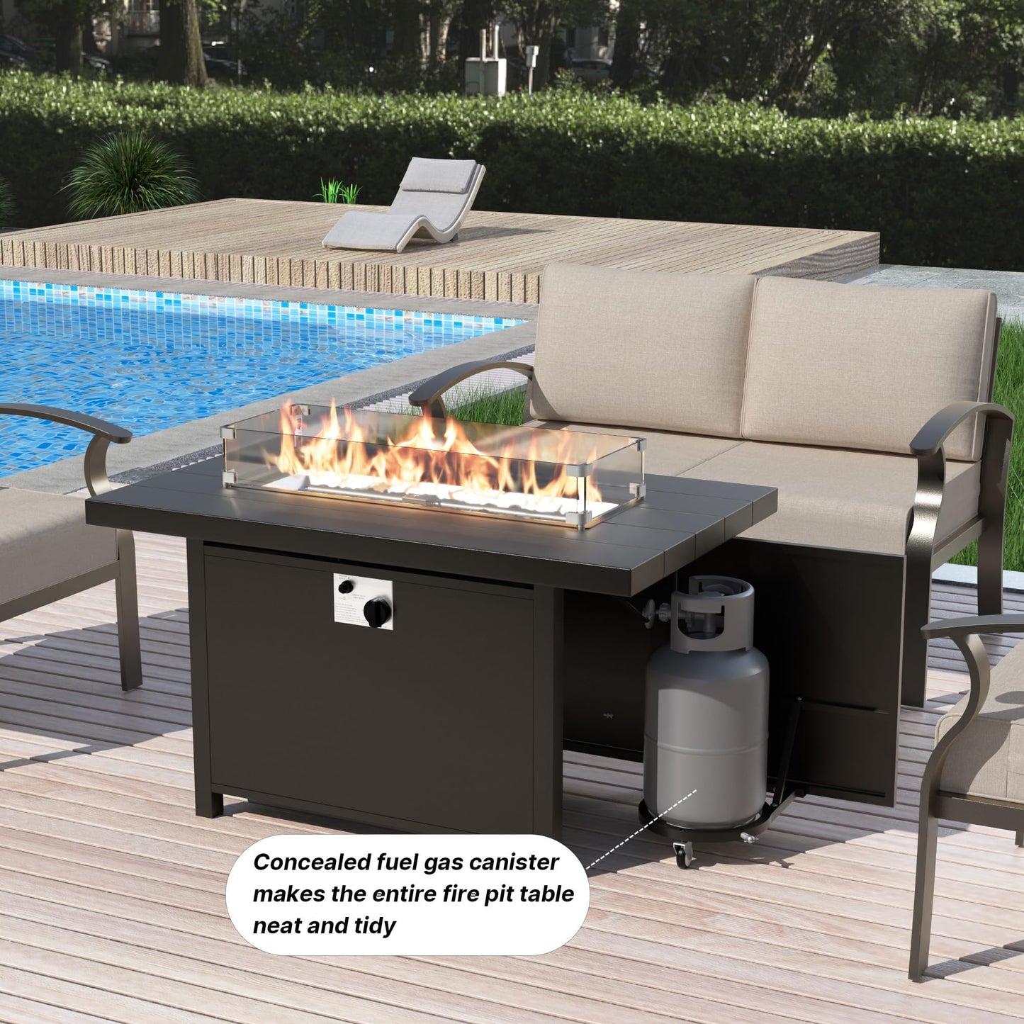 Gotland Aluminum Patio Furniture Set,7 Pieces 10 Seat Metal Outdoor Furniture Conversation Set w/Swivel Chairs