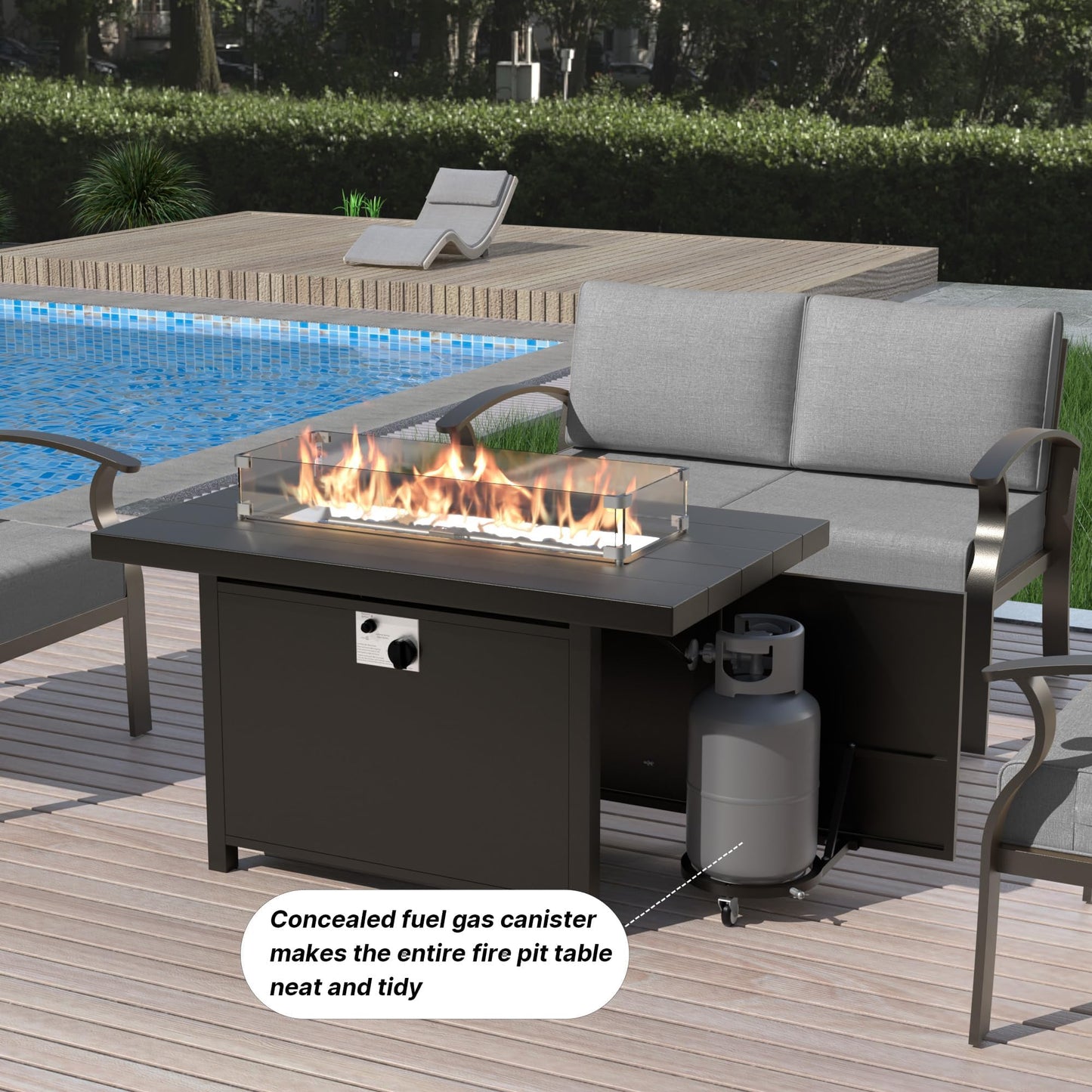 Gotland Aluminum Patio Furniture Set,7 Pieces 10 Seat Metal Outdoor Furniture Conversation Set w/Swivel Chairs
