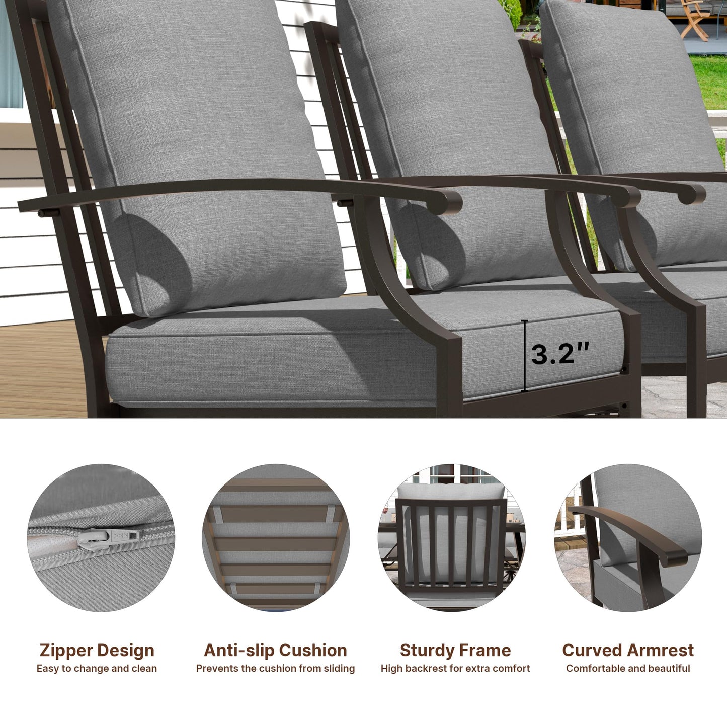 Gotland 7 Piece Outdoor Dining Set, Metal Outdoor Table and Chairs with X-Shaped Legs 1.5" Umbrella Hole, Patio Furniture Set with Waterproof Cushions, Patio Dining Sets for Backyard Deck ,Sand 5 out of 5 stars