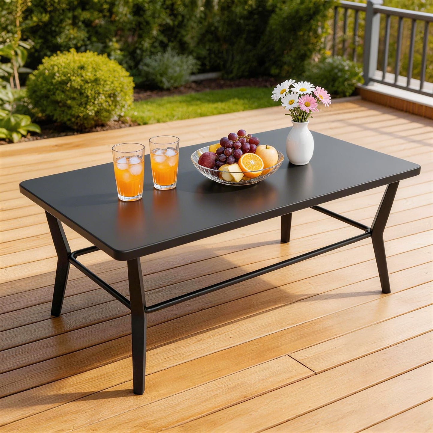 ALAULM Aluminum Patio Furniture Set 5-Seat Modern Outdoor Conversation Sets w/Swivel Rocking Chairs with Rectangular Coffee Table