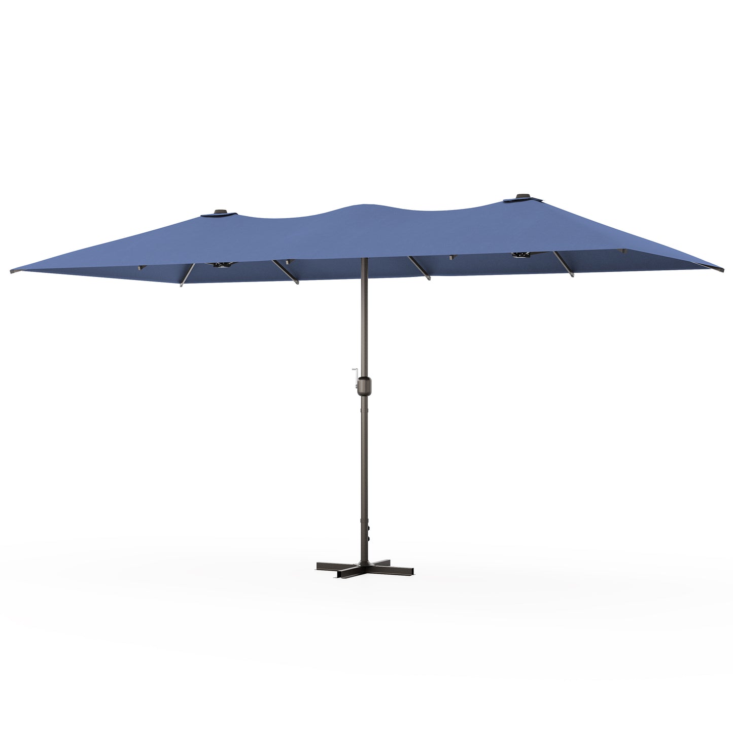 ALAULM 14FT Patio Umbrellas with Cross Base, Outdoor Double-Sided Umbrella Large Rectangle Table Market Umbrella with Crank Handle & Ribs, for Pool Lawn Garden Beige