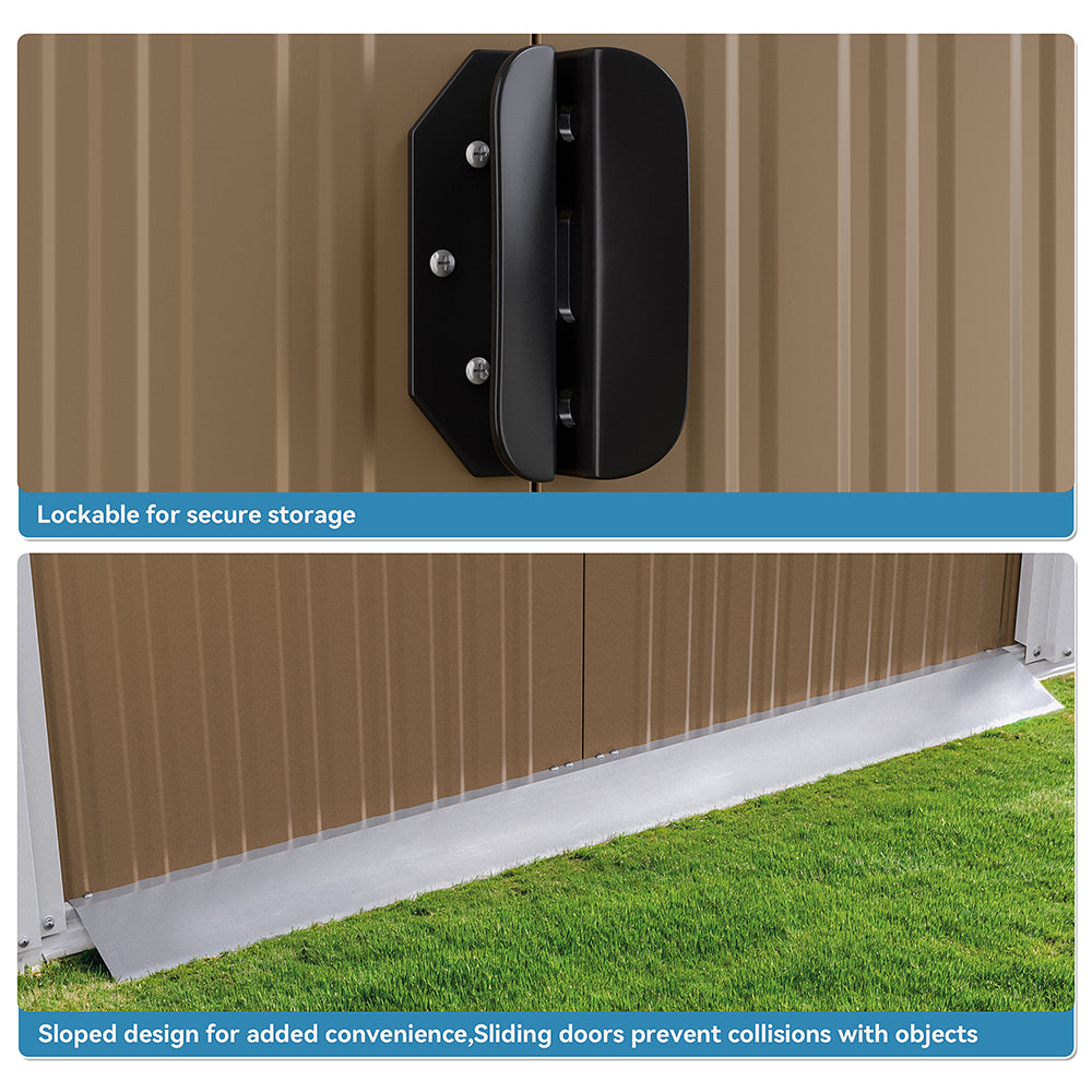 8'x6' Outdoor Metal Storage Shed with Floor for Garden & Tool Storage ,Weather-Resistant Design, Air Vent & Window, Brown