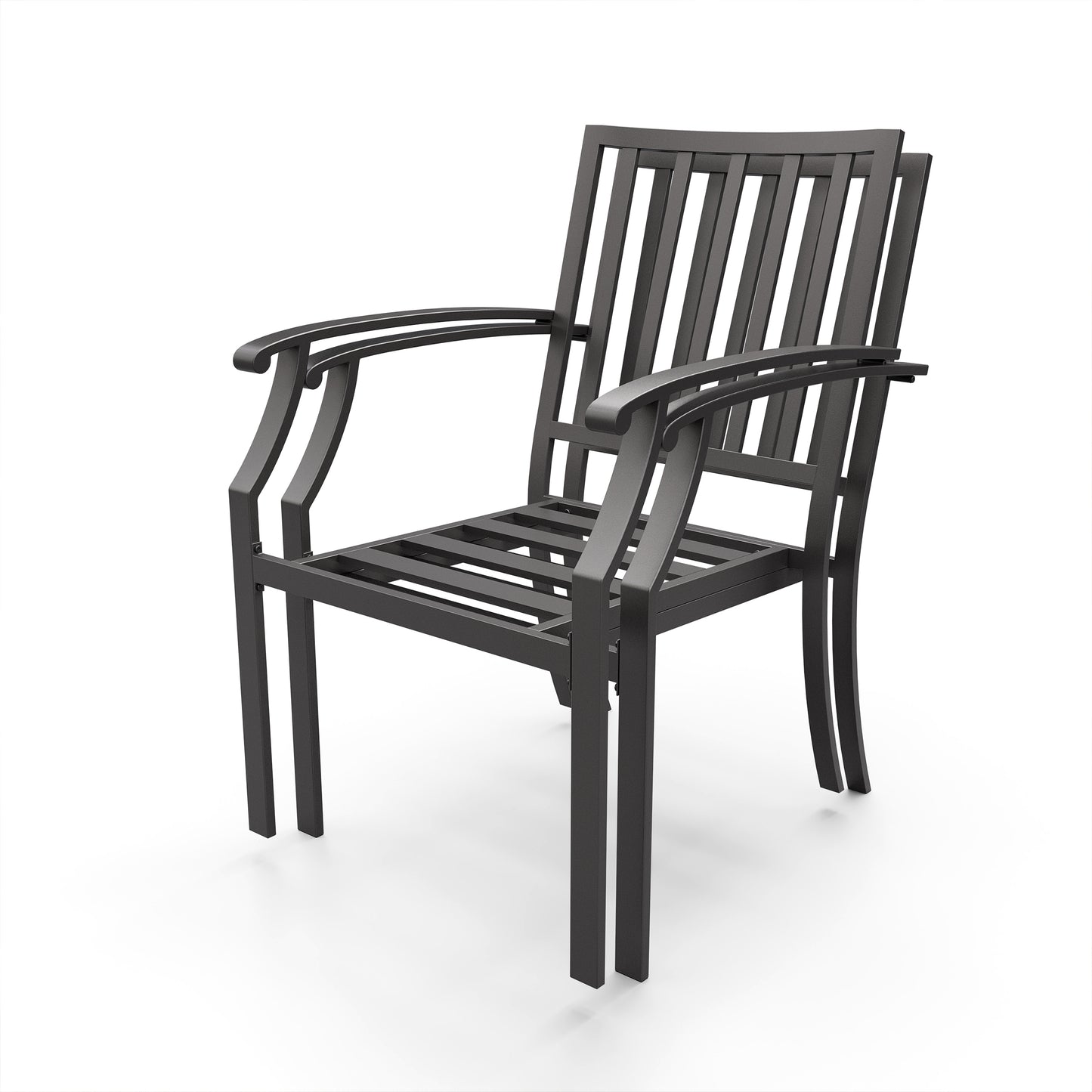 ALAULM Outdoor Dining Chairs Set, Stackabl Patio Dining Chairs with Arms for All Weather, Heavy Duty Dark Brown Powder-Coated Metal Patio Chairs 450LBS, for Backyard Garden Lawn